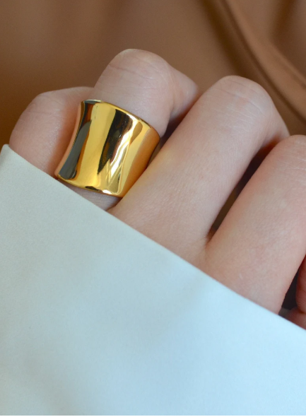 Wide Band Statement Ring | Stainless Steel Anti-Tarnish Gold Plated