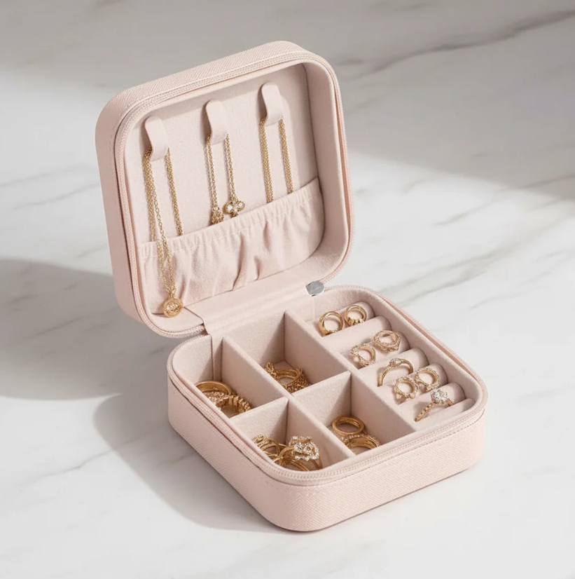 Compact Jewellery Box for Women | Portable Travel Jewellery Organizer