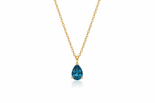 Blue Teardrop Pendant Necklace