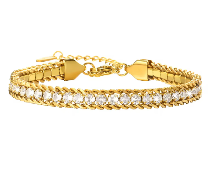 Gold and Diamond Chain Bracelet – Elegant Link Design with Sparkling Accents