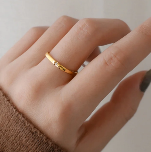 Gold Minimalist Ring – Simple and Elegant Stackable Rings (Size 7)