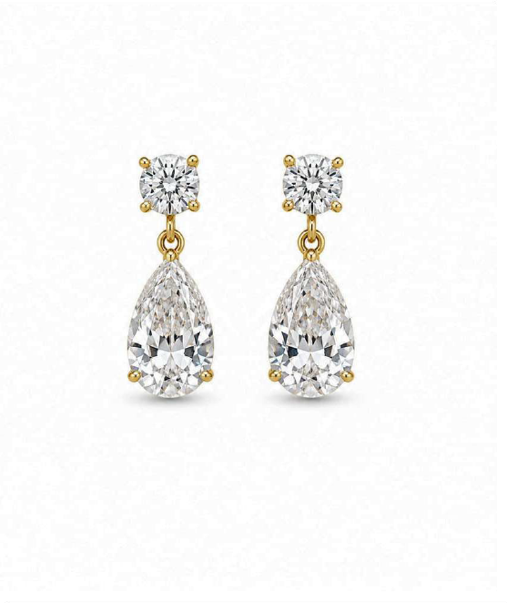 Gold-Plated Crystal Teardrop Drop Earrings | Anti-Tarnish