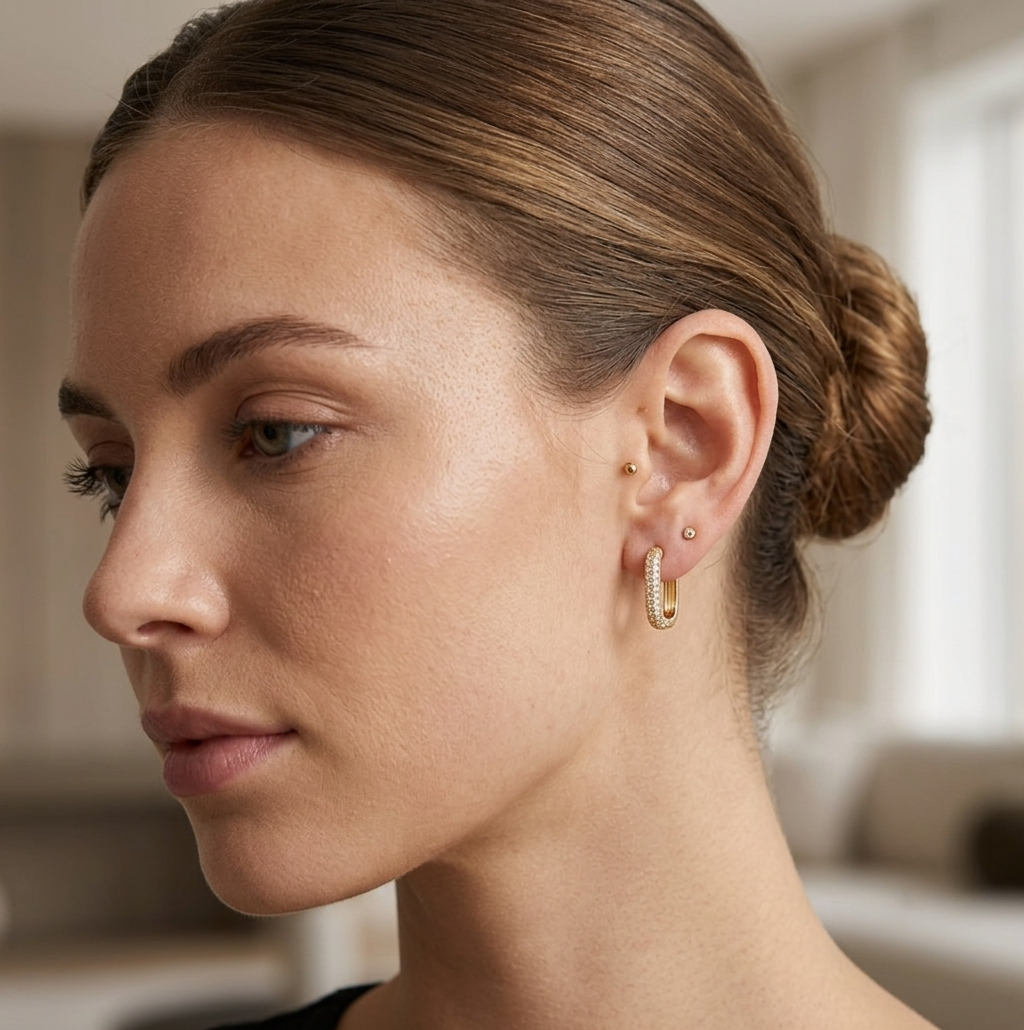 Crystal Studded Gold Huggie Hoops | Trendy Everyday Earrings