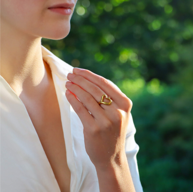 Gold Plated Open Heart Ring | Stainless Steel Anti-Tarnish Minimalist Love Band