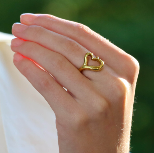 Gold Plated Open Heart Ring | Stainless Steel Anti-Tarnish Minimalist Love Band