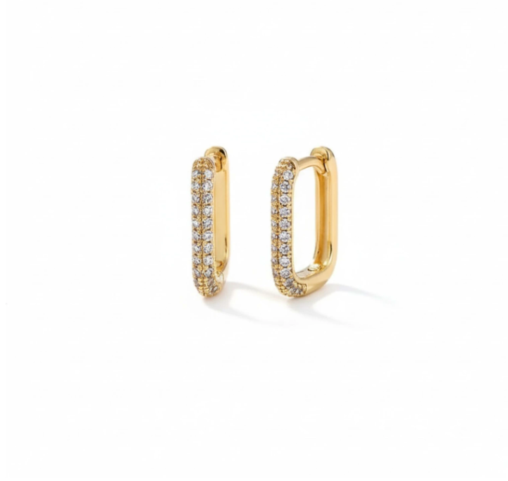 Crystal Studded Gold Huggie Hoops | Trendy Everyday Earrings