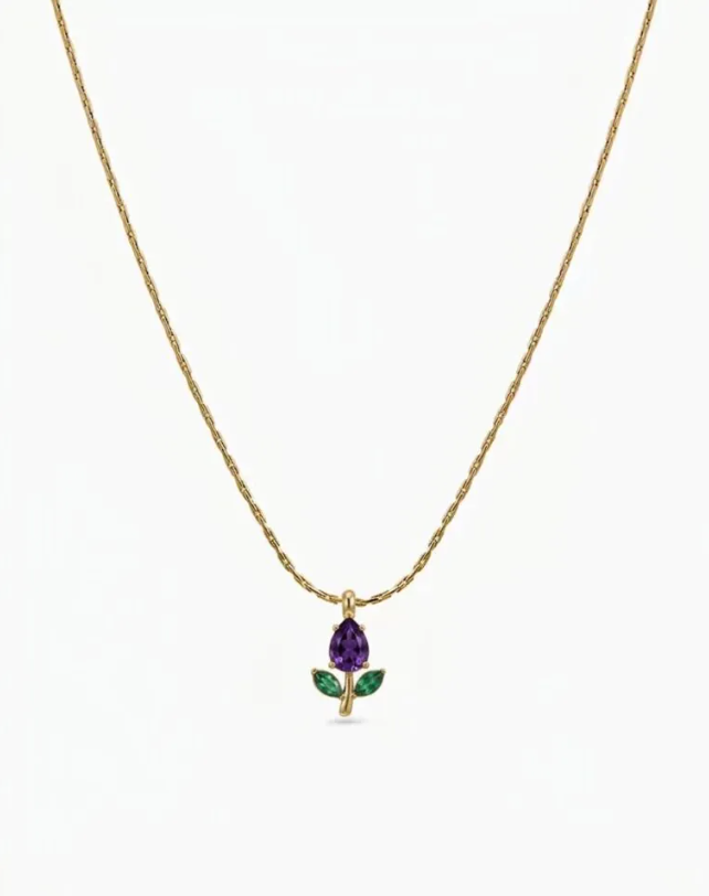 Gold rose flower pendant necklace