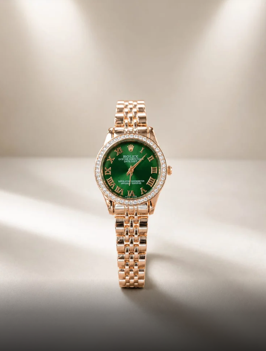 Gold Green Dial Watch for Women