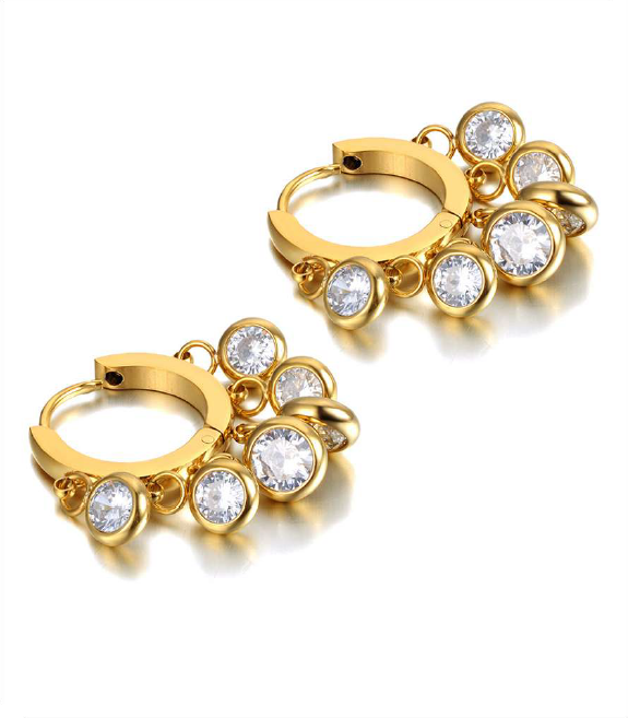 Crystal Drop Hoop Earrings for Women | Anti-Tarnish Gold Plated