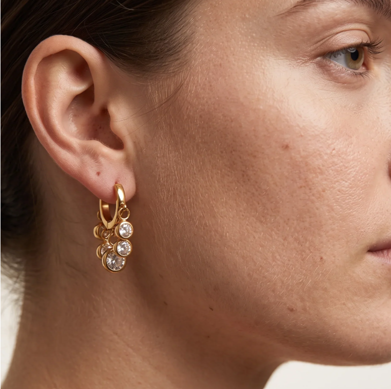 Crystal Drop Hoop Earrings for Women | Anti-Tarnish Gold Plated