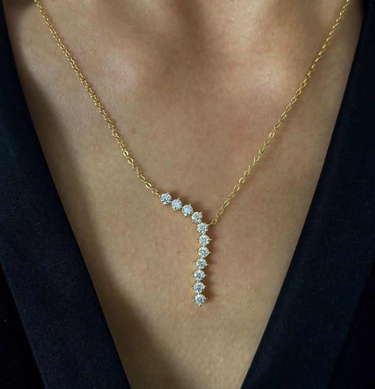 Gold-Plated Crystal Y-Drop Necklace | Anti-Tarnish