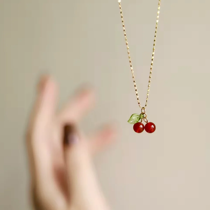 Gold Cherry Pendant Necklace – Cute and Playful Fruit Charm